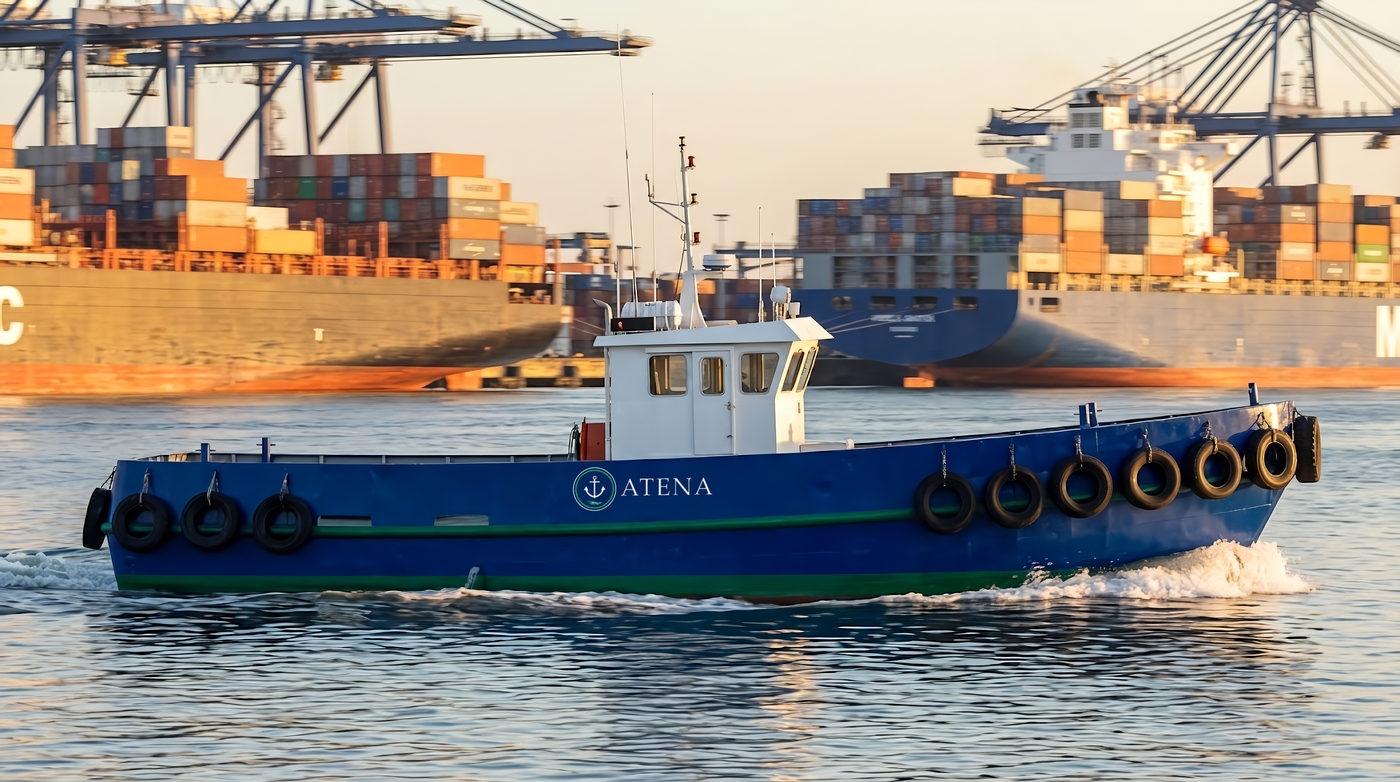ATENA logo applied to a vessel hull