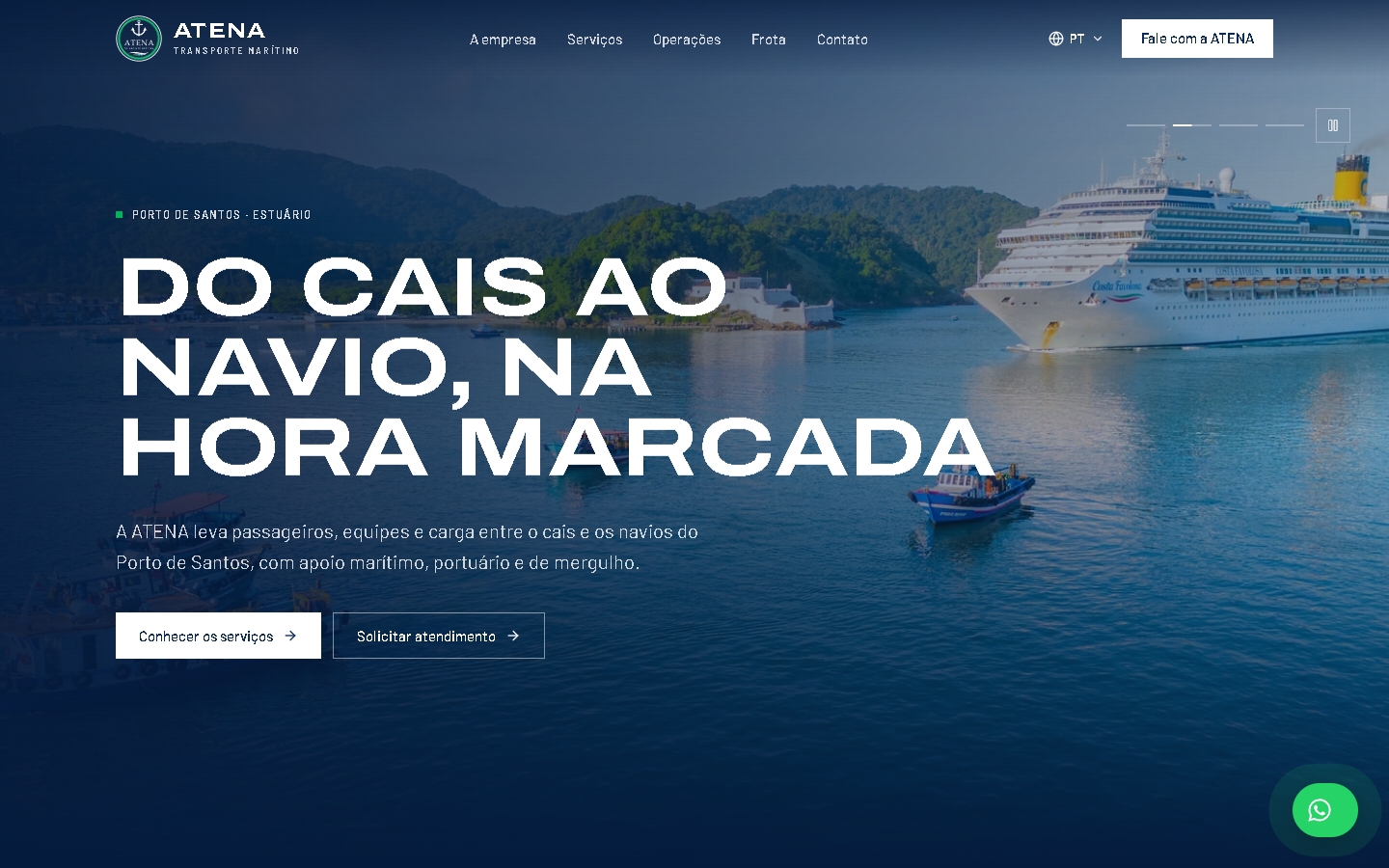 ATENA Transporte Marítimo website home page