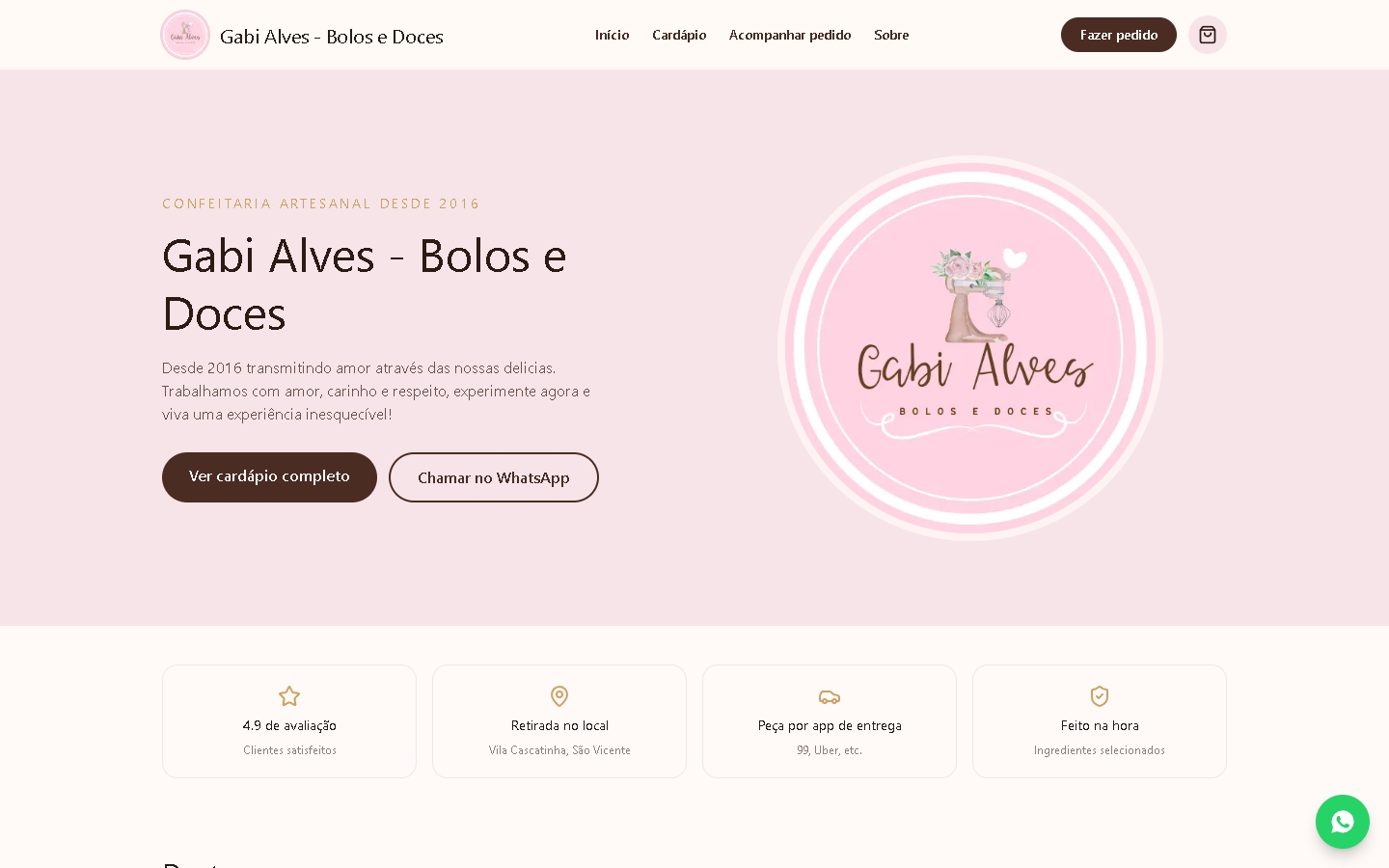 Gabi Alves Bolos e Doces online store home page